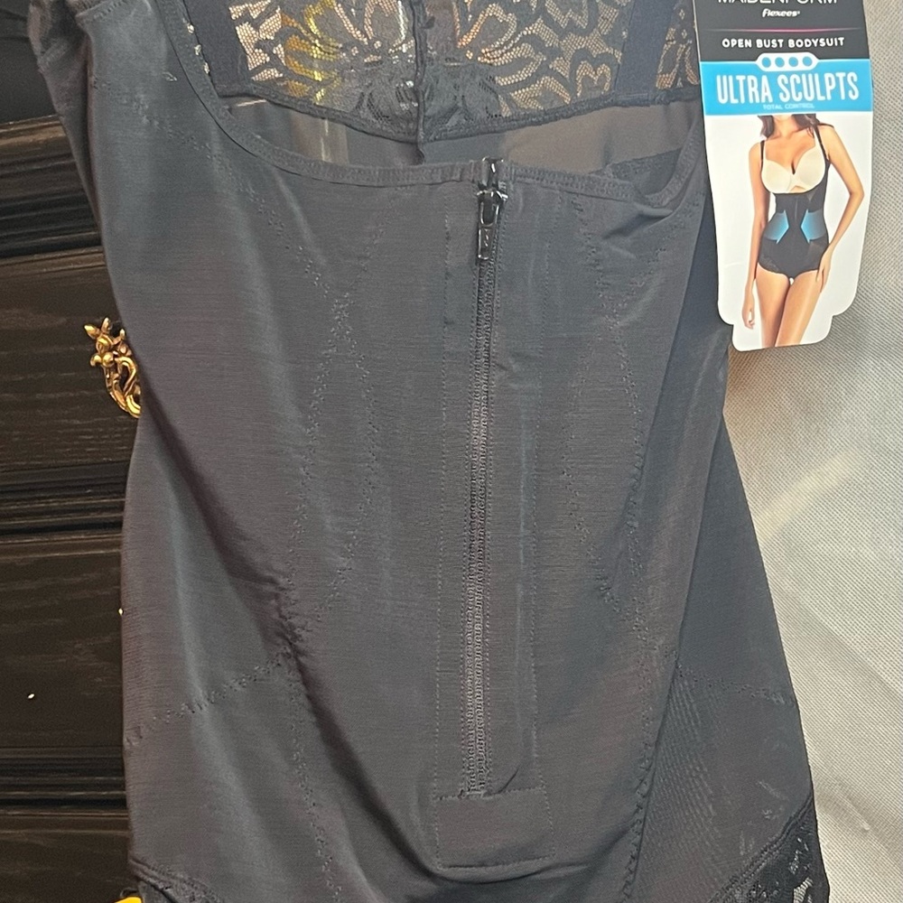 Maidenform Black Ultra Sculpt Open Bust Bodysuit